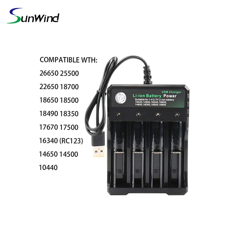 Li-ion Battery USB charger 18650 26650 battery 3.7v 4 slots charger