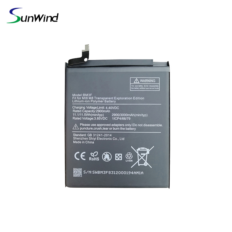 BM3F Best quality li-ion replacement battery  for Xiaomi MI8 M8 Transparent Exploration Edition  3.85V 2900mah