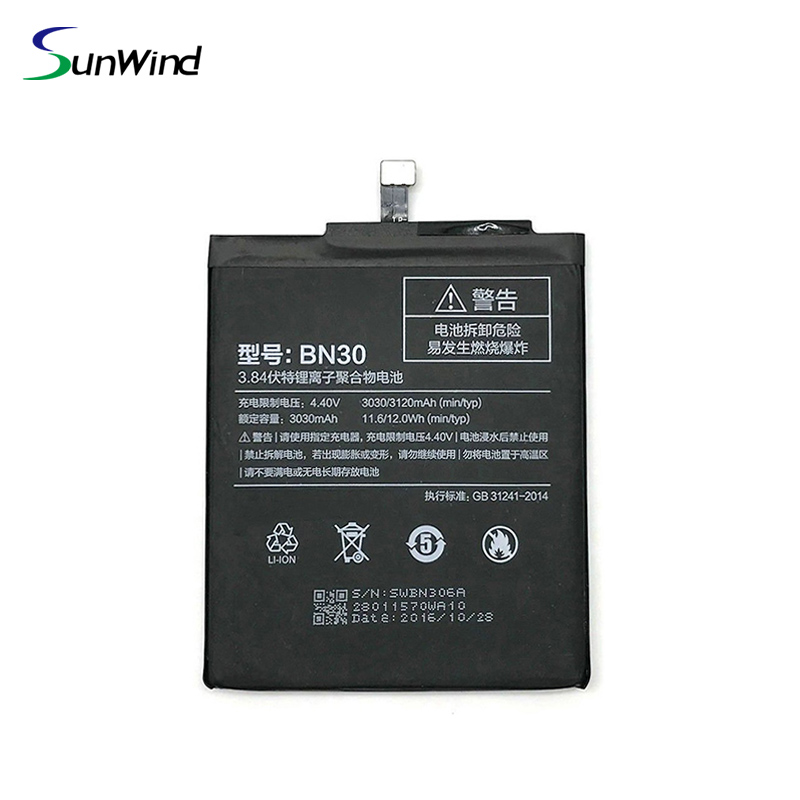 BN30 High Quality Battery for Xiaomi Mi Redmi 4A Mobile Phone Batteries  3.84V 3030mAh