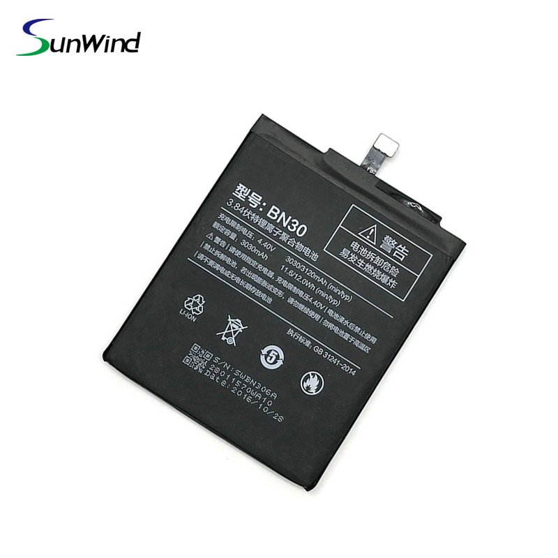 BN30 High Quality Battery for Xiaomi Mi Redmi 4A Mobile Phone Batteries  3.84V 3030mAh