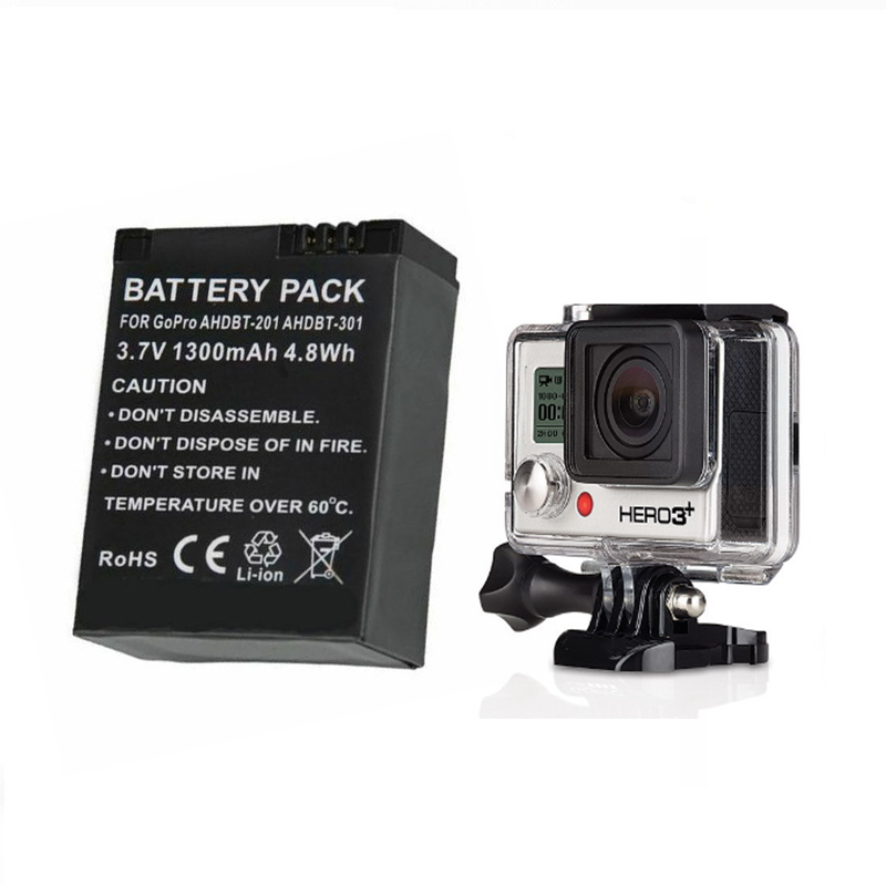 Sport Camera Battery  for Gopro Hero 3 AHDBT-201 AHDBT-301 302 3.7V 1300mAh