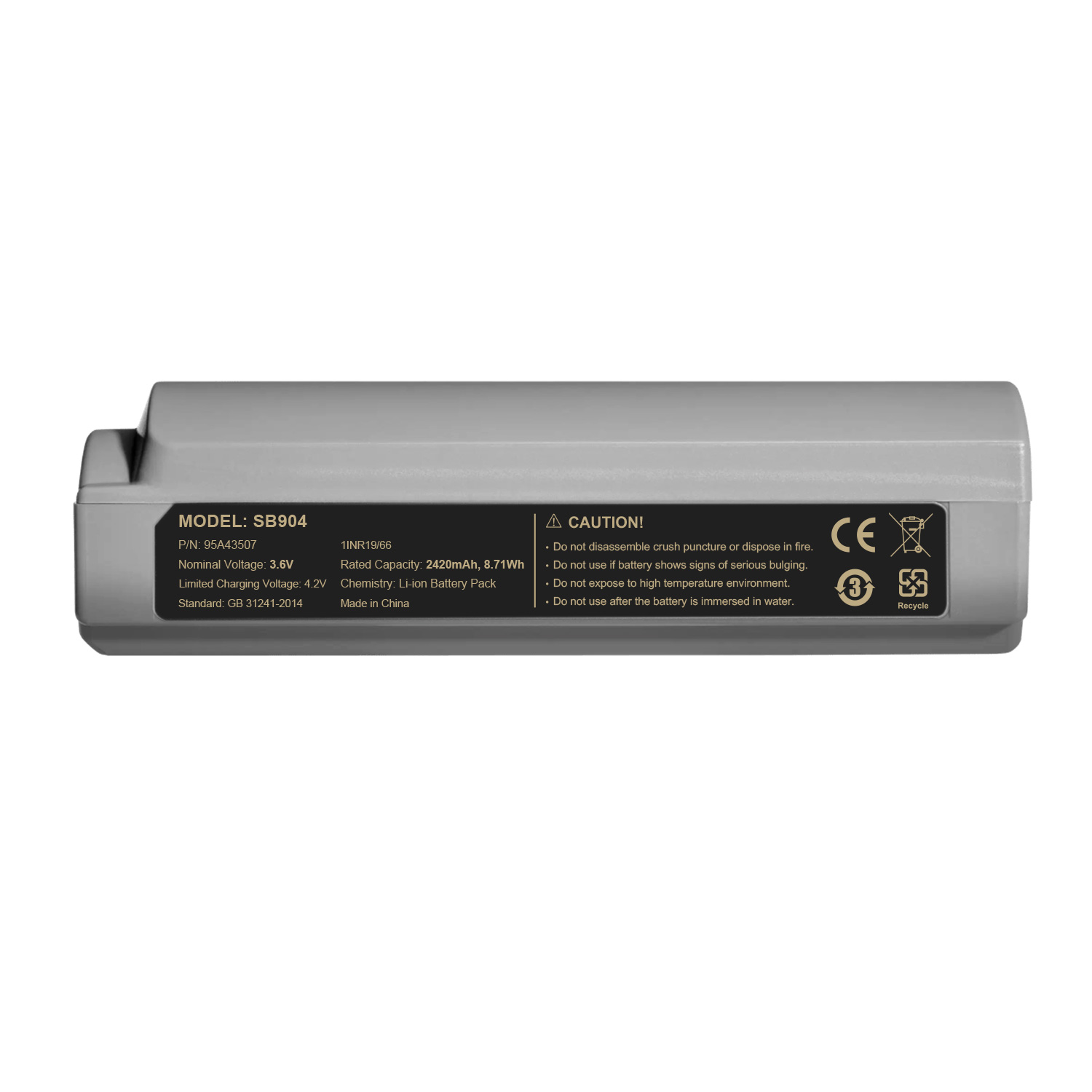 3.6V 2420mAh Shure GLX-D+ Dual Band SB904 Digital Wireless Systems Lithium-Ion Rechargeable Battery