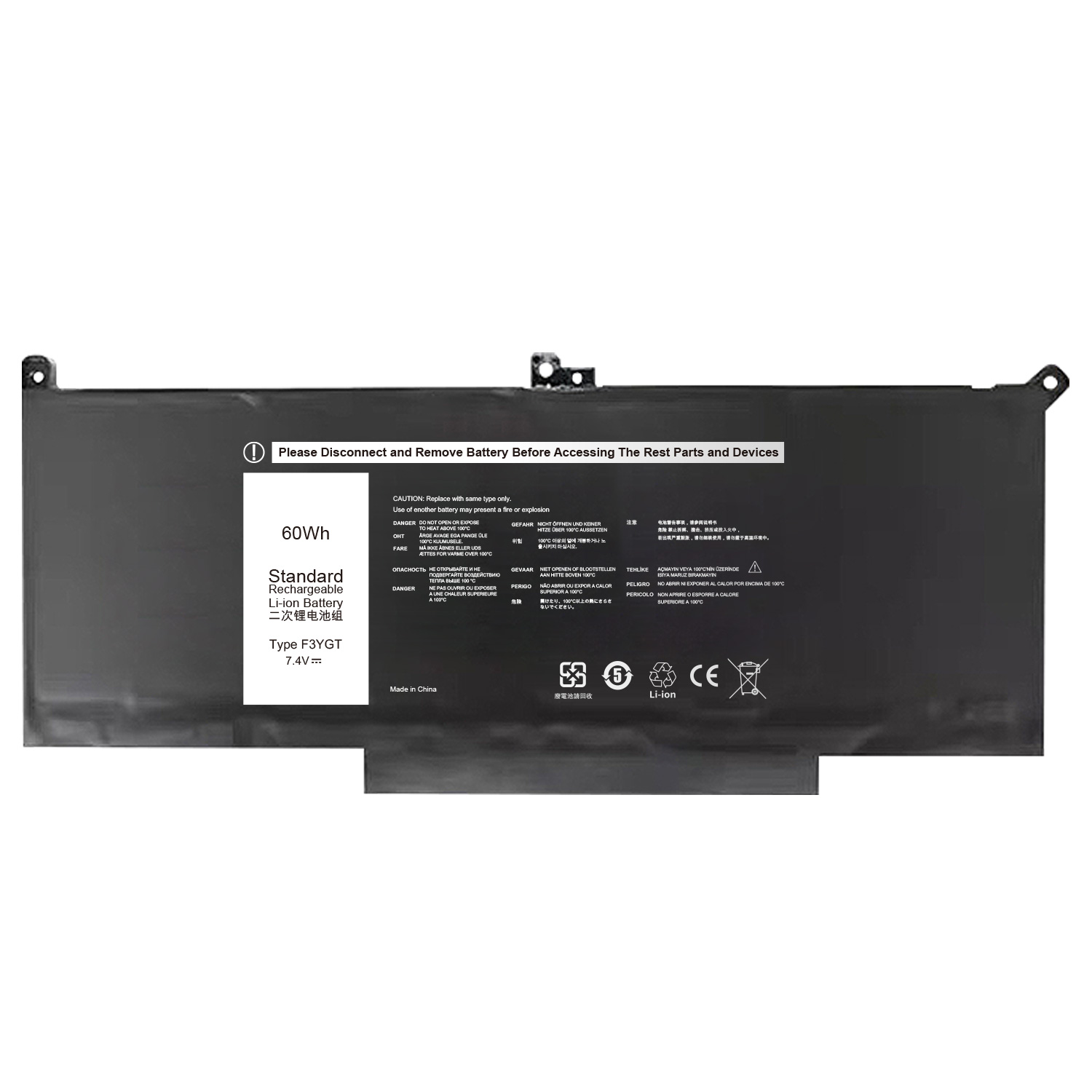 7.4V 60Wh F3YGT Laptop Battery for DELL Latitude 7280 7380 7390 7480 7490