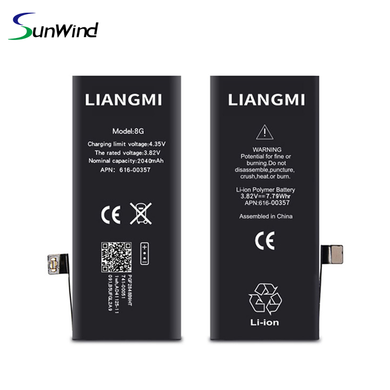 High capacity rechargeable cell phone battery for iphone 8 8G 3.82V 2040mah