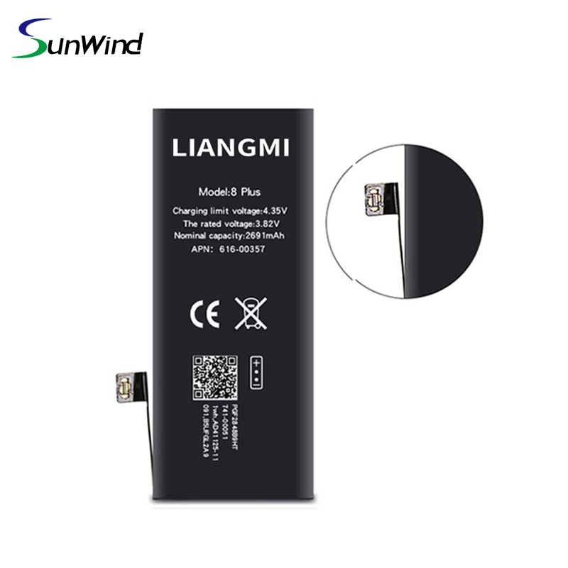 Li-polymer rechargeable mobile phone battery for iphone 8p 8 plus 2691mah