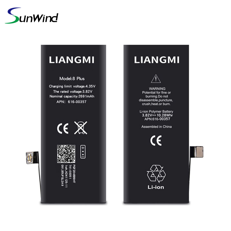 Li-polymer rechargeable mobile phone battery for iphone 8p 8 plus 2691mah