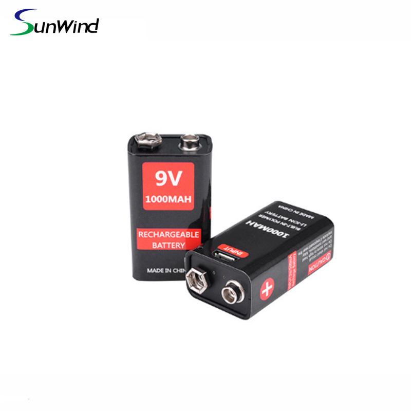 9V USB rechargeable Li-ion Battery Prismatic For Multimeter And Electronic 500mah 800mah 1000mah