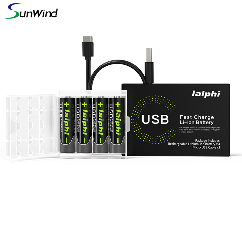 laiphi- S50 Rechargeable Li-ion faster charge battery For AA Laiphi-S50 with  USB Port 1.5V 3000mWh 2000mAh