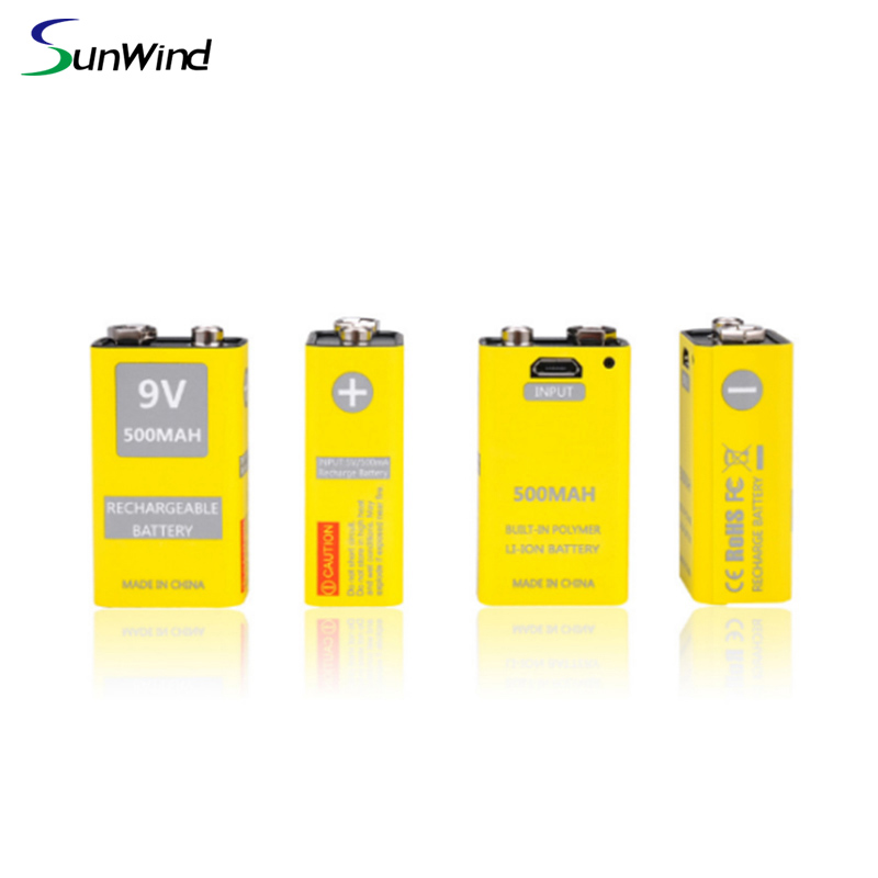 9V USB rechargeable Li-ion Battery Prismatic For Multimeter And Electronic 500mah 800mah 1000mah