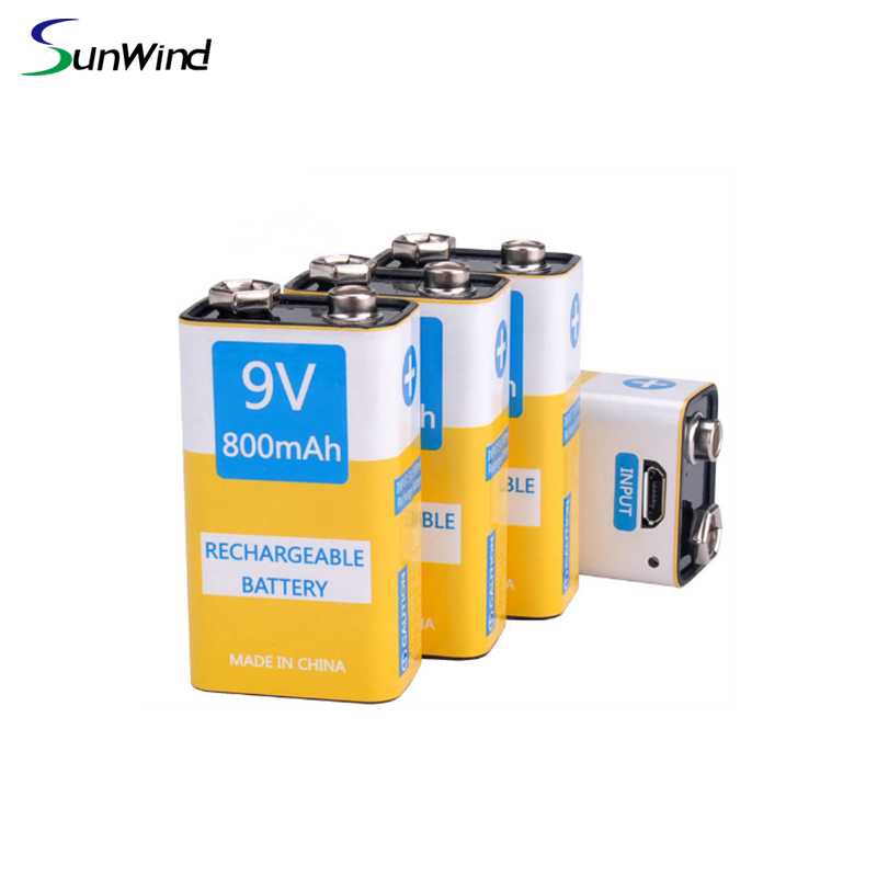 9V USB rechargeable Li-ion Battery Prismatic For Multimeter And Electronic 500mah 800mah 1000mah