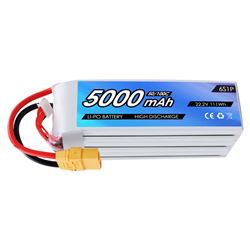 22.2V 5000mah 6S 50C 100C XT90 RC Battery Air Drone High Discharge C Rating Performance Helicopter Lipo Drone Battery